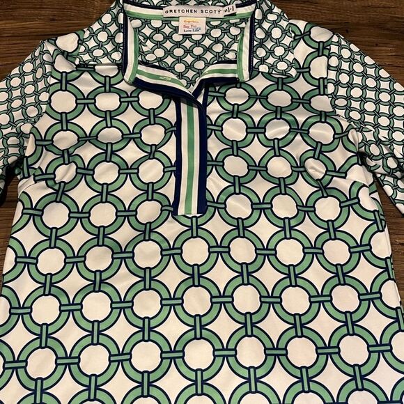 Gretchen Scott Everywhere Dress Size Small Green Blue Lifesaver Print - Picture 4 of 14